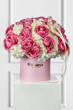 Roses Galore Luxe Silk Petal Box: A Composition of Soft Colors in a Luxe Arrangement