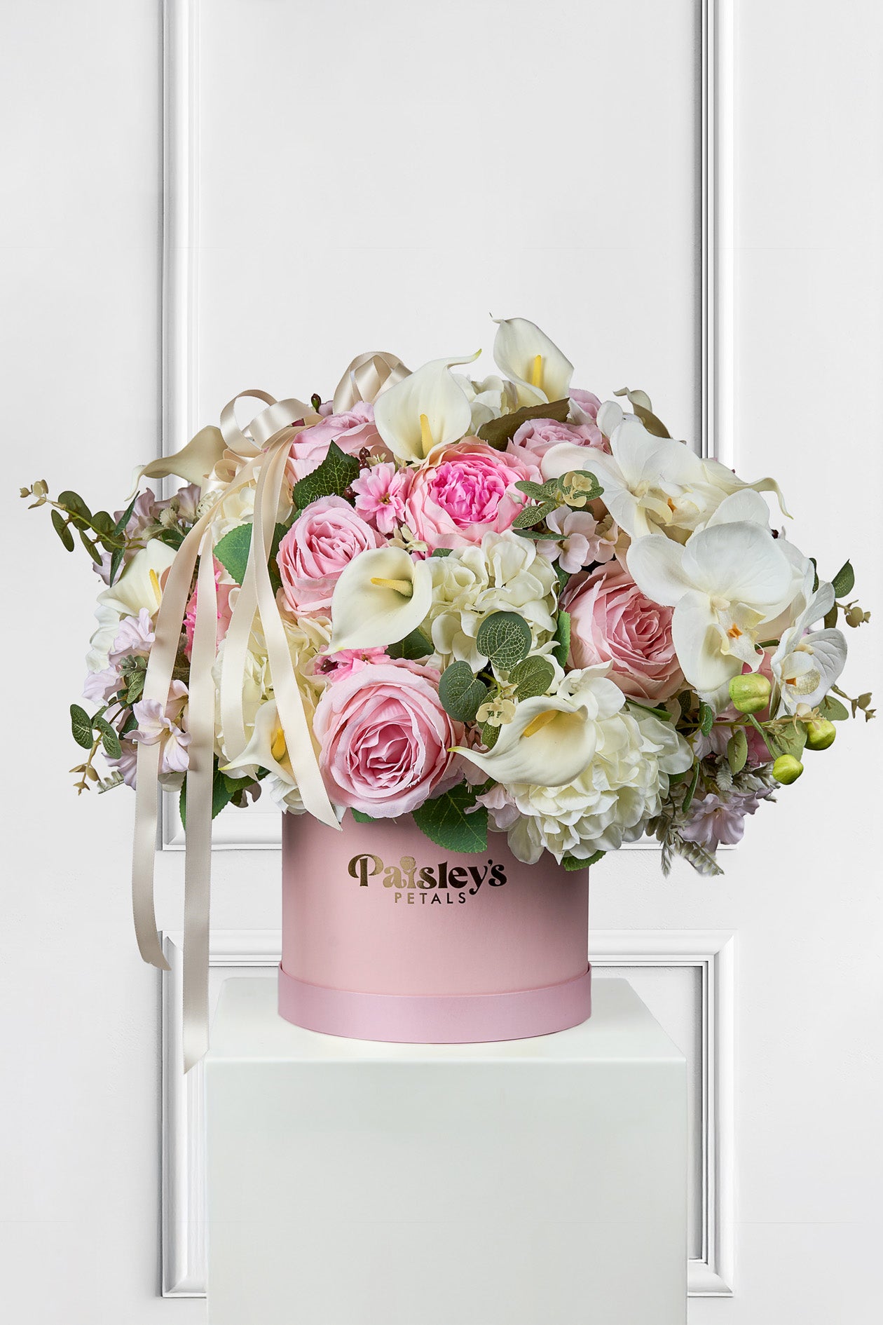 Peonies and Cream Silk Luxe Petal Box: Exquisite Beauty